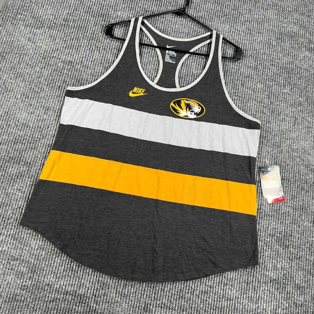 Missouri Tigers Mizzou Tank Top Womens 2XL XXL Black Striped Nike NCAA SEC New